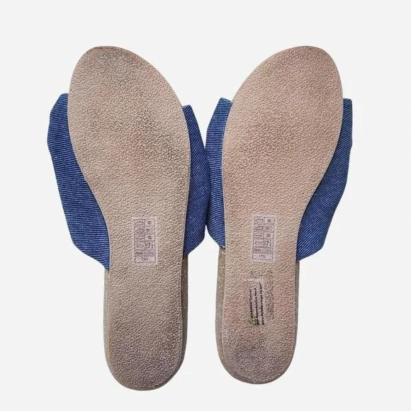 Blowfish Malibu Ginah Blue denim canvass bow tie slide in sandals 7.5 - Picture 6 of 6